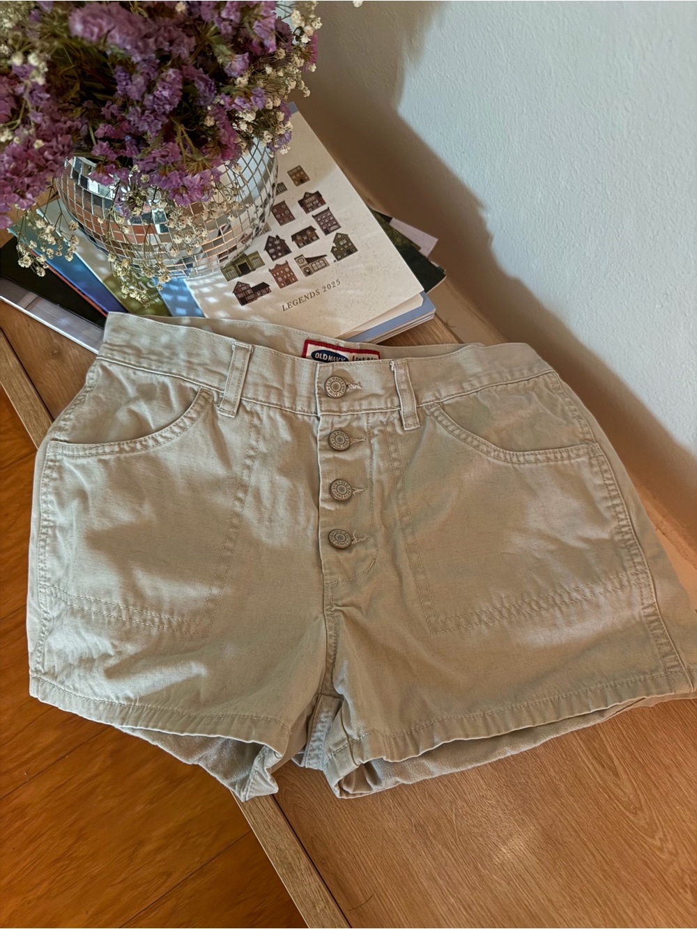 Old Navy High-Waist Button-Front Khaki Shorts